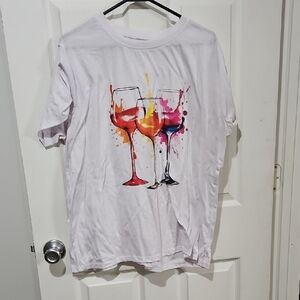 Bundle Sale | 4 For $20| SHEIN White Graphic Wine Glass Tee Size 2xl